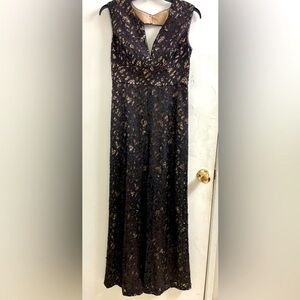 BCBGMaxAzria Black and Gold Lace Maxi Gown